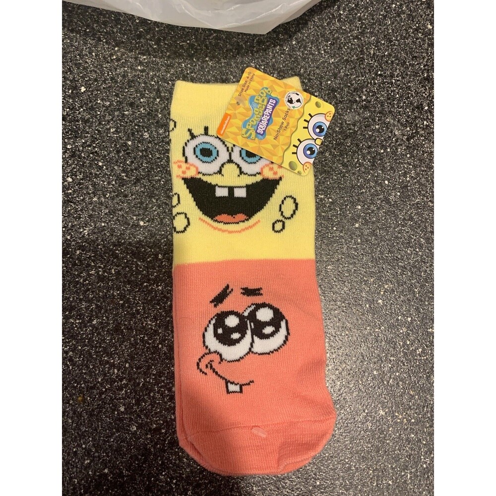 Spongebob and Patric Yellow And Pink Socks Girls Womens 4-10 NWT
